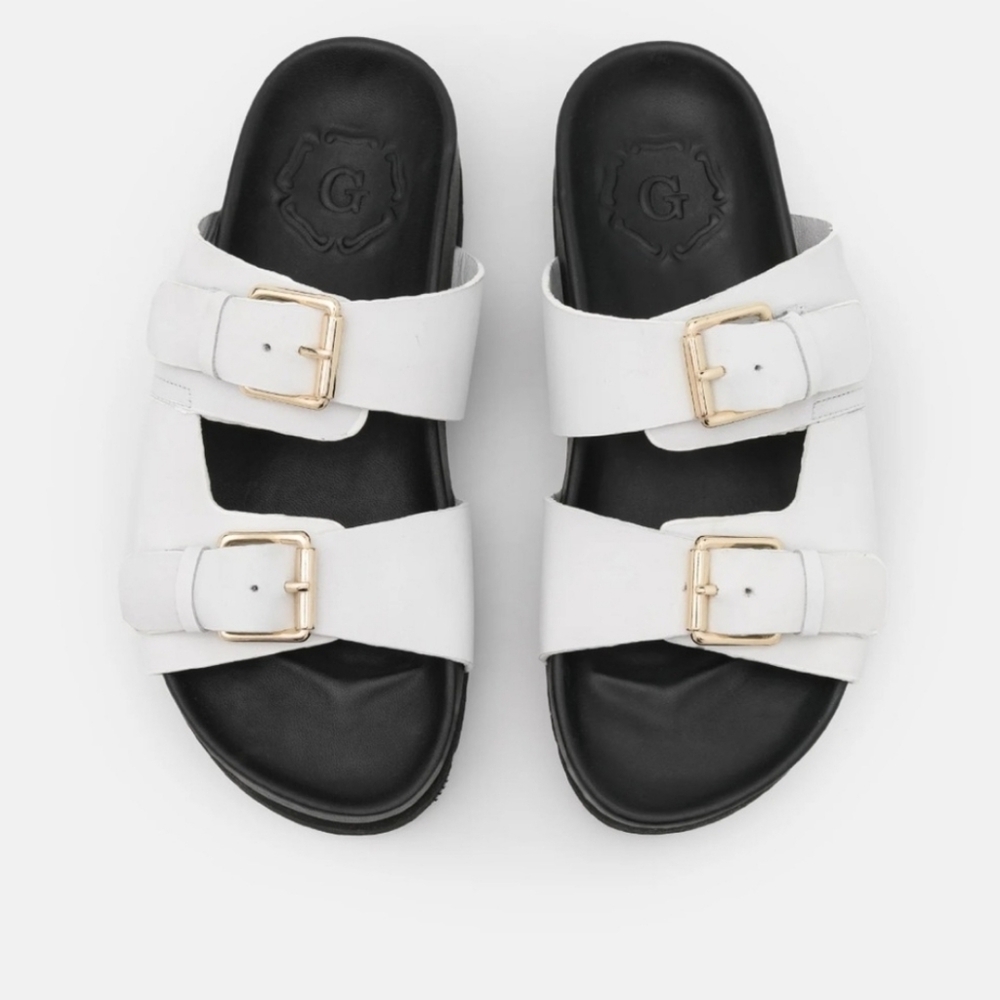 Anthropologie leather Grenson slides sz10